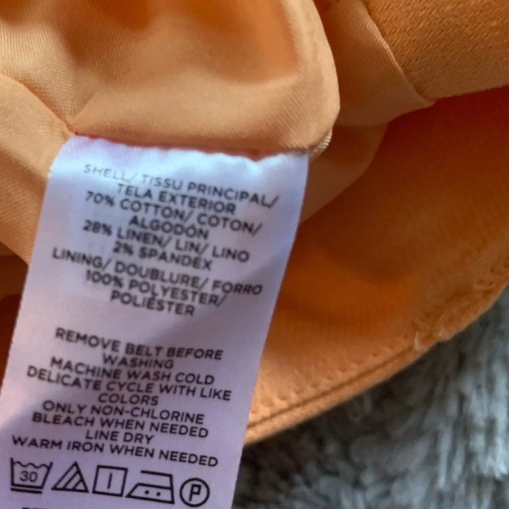 Loft Belted Cotton Linen Skirt in Orange Creamsicle Color, size 10 NWT